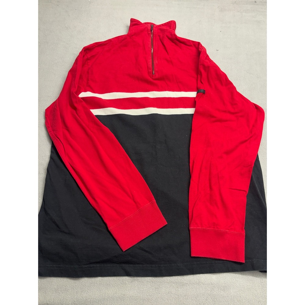 Polo Sport Ralph Lauren Mens XL Quarter Zip Pullover Red Navy Striped Colorblock
